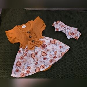 Floral Dress with Headband Set 3/6m